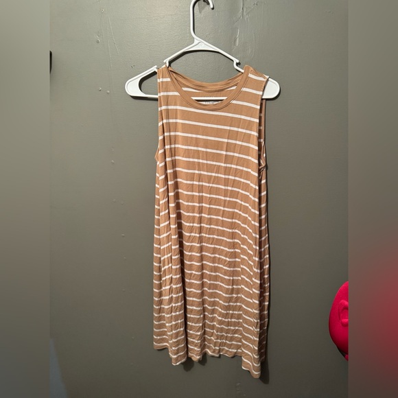 Time and Tru Tan and White Striped Top - Picture 1 of 3